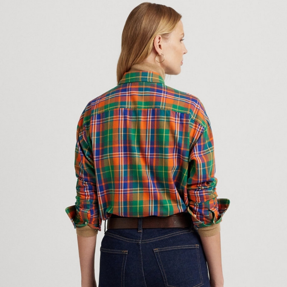 RALPH LAUREN Women's Plaid Cotton Twill Shirt SIZE MEDIUM - Picture 4 of 4